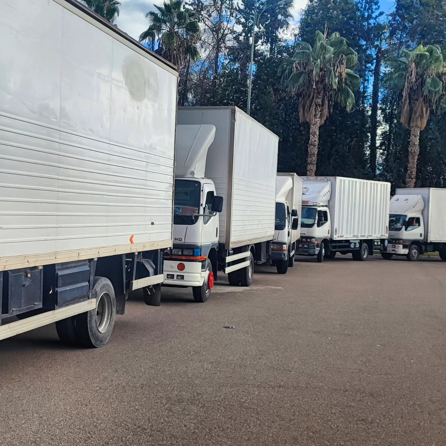 Flotte de camions alignes